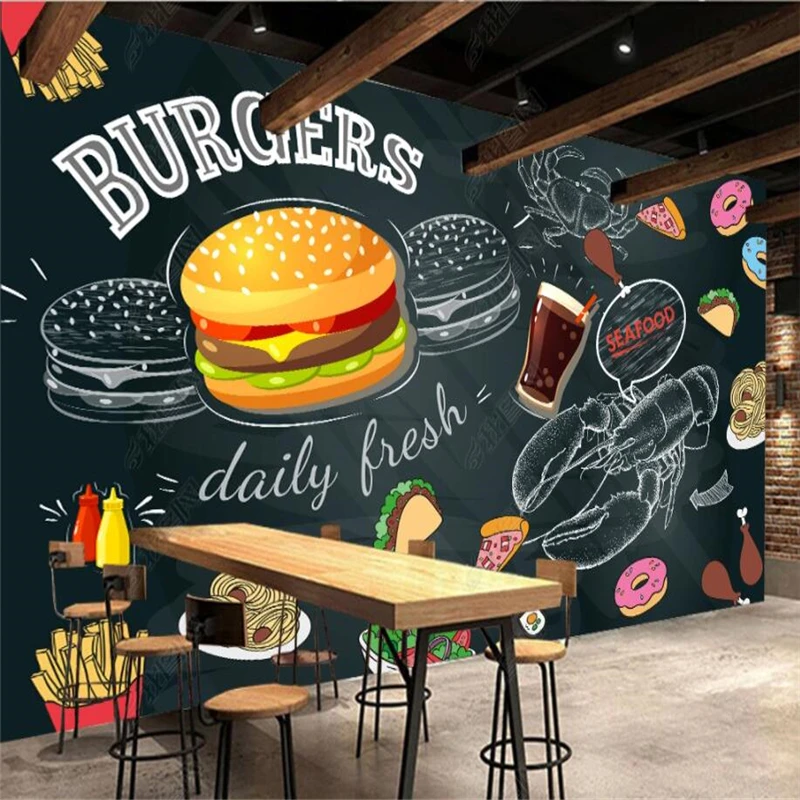 السبورة رسمت باليد برغر فرايز  - مراجعة Food Snacks Background وسعره